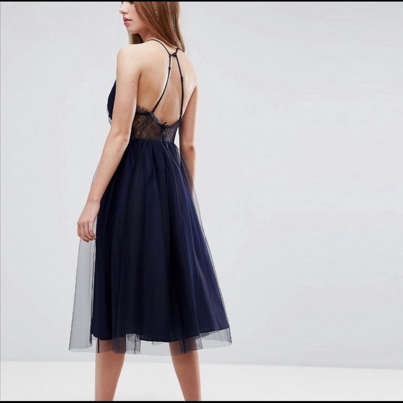 ASOS Blue Lace Tulle Dress 0 - Picture 6 of 6